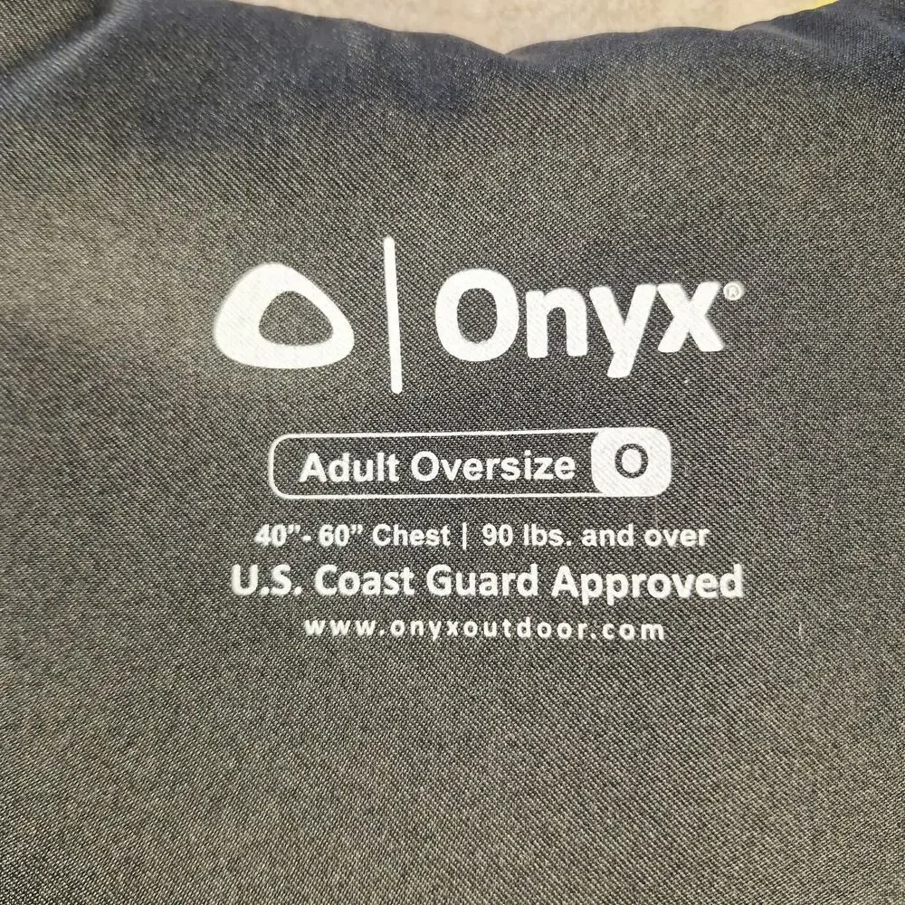 Onyx Adult Oversize Type III Life Jacket PFD Yellow Black USCG Approved 40-60